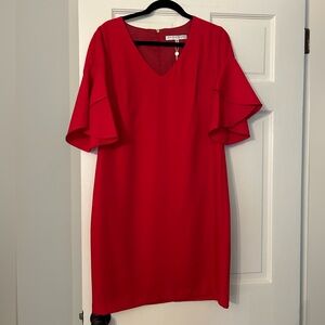 Trina Turk Red Ruffle Work Dress